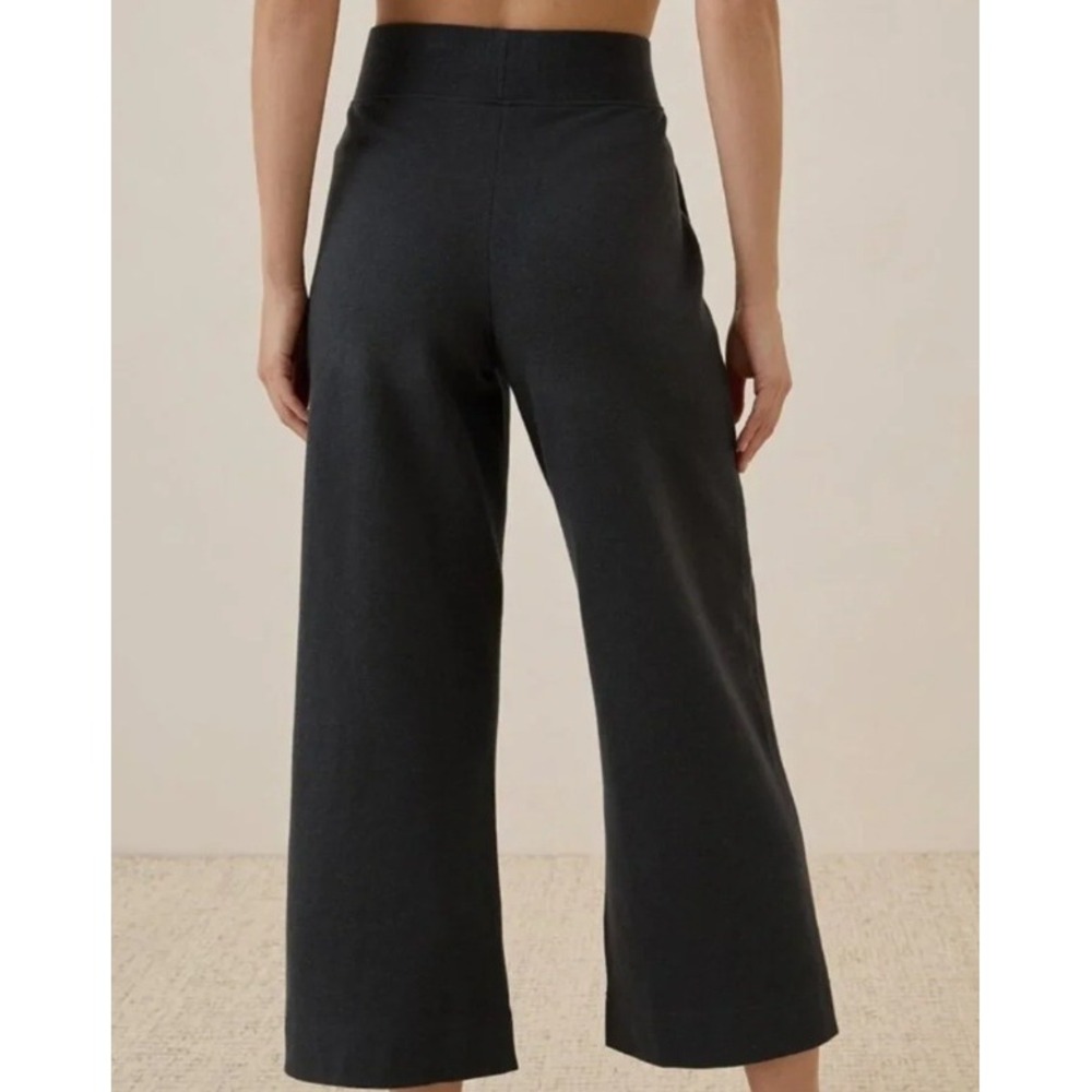 Pact Black Wide Leg Airplane Charcoal Gray Sweatpants Medium Loungewear Organic - Picture 2 of 12